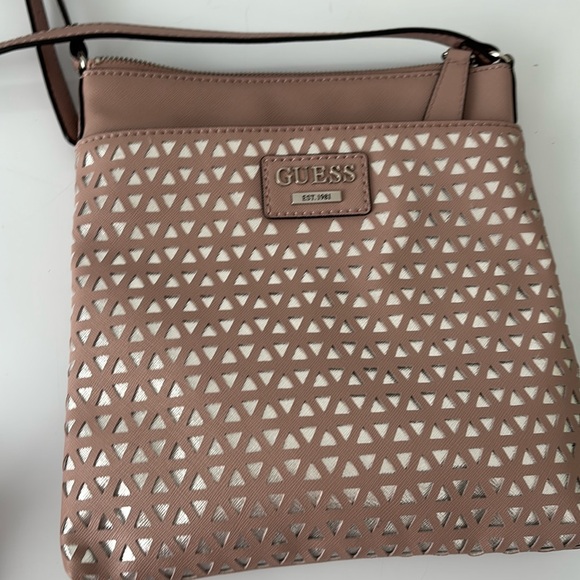 Guess Handbags - GUESS Taupe and Silver Crossbody Bag NWOT